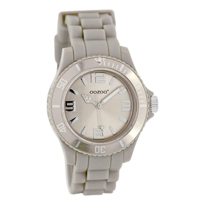 OOZOO Timepieces - Taupe horloge met taupe rubber band - JR249