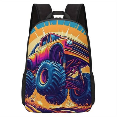 Monstertruck Rugzak | Truckpatroon Rugtas | Auto Rugzak | Rugzak | Gave Rugzak | Truck Rugzak | Rugzak Meisjes | Rugzak Jongens | Mooie rugzakken met Monstertruck | 15 - 20 liter | Kinder Rugzak