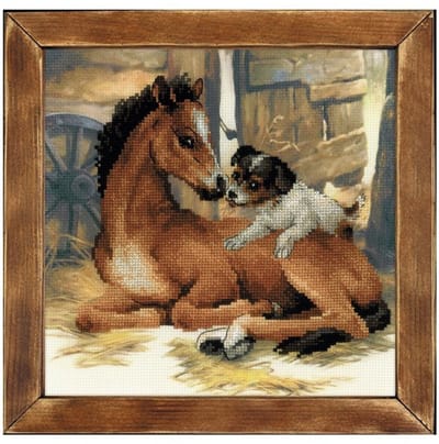 Borduurpakket Veulen en puppy