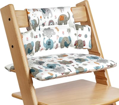 SnelShoppen - Comfortabele Hoge Stoel Kussen voor Tripp Trapp, Zacht en Makkelijk te Reinigen, Perfecte Zitting voor Kinderen, Olifant Design, Hoogwaa