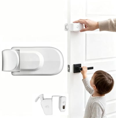 Namajunas - Kindveilige deursluiting - Baby En kind Deurbeschermers - Veiligheidssloten voor kinderen - Eenvoudig te installeren veiligheidssloten - Geschikt voor Deuren tot 3,5 cm - Wit - Deurstoppers - Kastbeviliging