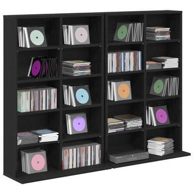 vidaXL - CD - Kast - 2 - st - Zwart - eiken - 65 - x - 23,5 - x - 97,5 - cm - Bewerkt - hout