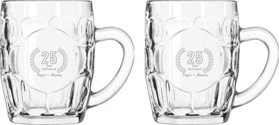 Gegraveerde set Bierpullen 55cl Papa + Mama 25 jaar getrouwd