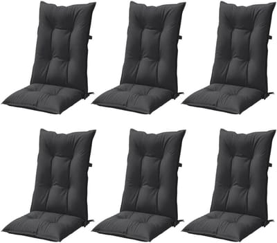 Stoelkussens Hoge Rug - Zitkussens Set - Buiten Zitten - UV-bestendig Materiaal - 6 Stuks 120cm - Antraciet Gemeleerd