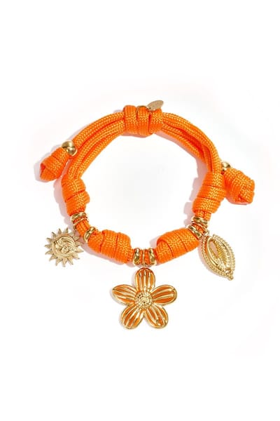 Touw armband met knoopjes en variërende charms - Verkleurt niet - Cadeau - Goudlief.nl