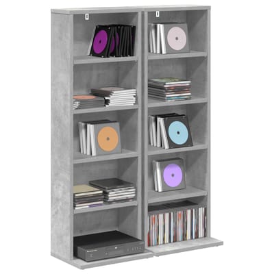 vidaXL - CD - Kast - 2 - st - Betongrijs - 33 - x - 23,5 - x - 97,5 - cm - Bewerkt - hout