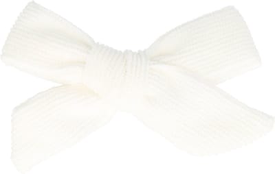 Haarsoires Haarspeld Duckklem 8cm – Strik van Ribstof – Wit - Sterke Haarclip voor Styling & Dagelijks Gebruik - Hair Clip - Decoratieve Haaraccessoire