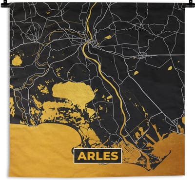 Wandkleed - Wanddoek - Plattegrond – Kaart – Stadskaart – Frankrijk – Arles - 180x180 cm - Wandtapijt