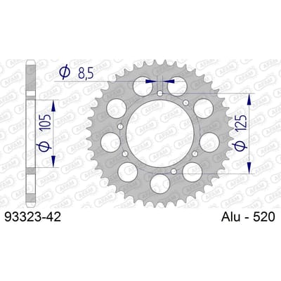 Aluminium tandwiel achter Afam 520 42 dents