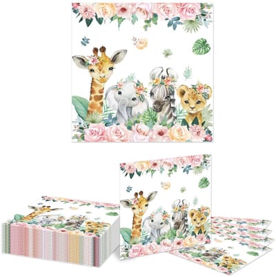 Dailygoods- Servetten 20 stuks - Wilde Dieren - Safari Thema - Wegwerp Servetten - Baby Shower - Hoogwaardig Papier 2-laags