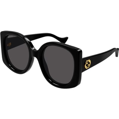 Gucci Grijs Glas Onregelmatig Montuur Zonnebril Dames zonnebril Zwart GG1257S-001 Dust Bag+Eyeglass Case (Random Color)