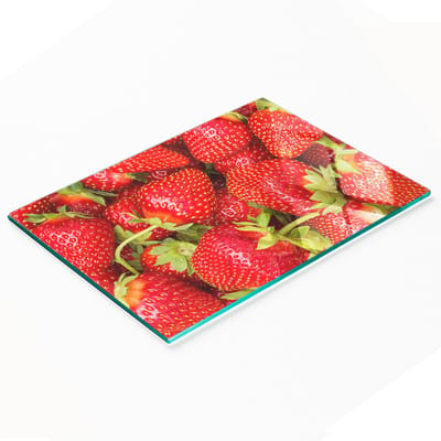 Decoratieve glazen snijplank met aardbeienmotief, 80x52 cm