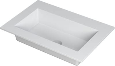 INK Kraft wastafel polystone enkele bak zonder kraangat 70x45x1cm, mat wit
