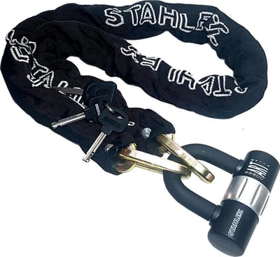 Zwaar fietsslot CAT. A brommer scooter motor hangslot stalen ketting kettingslot 10x1200mm ART*** 3