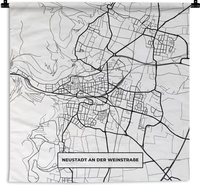 Wandkleed - Wanddoek - Neustadt an der Weinstraße - Plattegrond - Kaart - Stadskaart - 180x180 cm - Wandtapijt