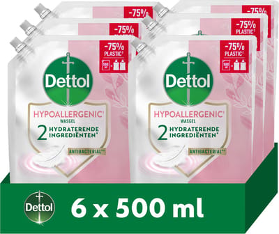 Dettol - Handzeep - Antibacterieel - Navulling Sensitive - 6x 500ML - Voordeelverpakking