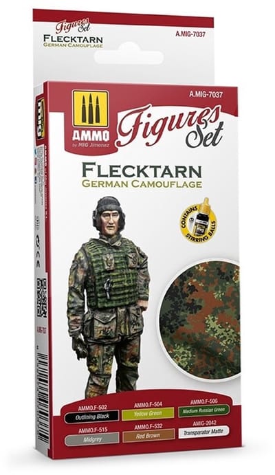 AMMO by Mig Jimenez Hobbyverf Acrylverf - MIG 7037 Flecktarn German Camouflage for Figures - Acryl Set Verf set - 6x17 ml