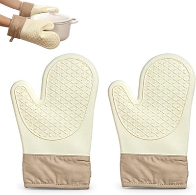 SnelShoppen - 2 Stuks Silicone Ovenwanten Keukenhandschoenen Set Professionele Hittebestendige Ovenwanten voor Roosteren, Bakken, Grillen, Koken, Zwar