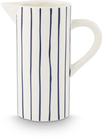 vtwonen Waterkan met Oor - Gestreept - Kan van Keramiek - Wit - 20.5x12.5x25cm