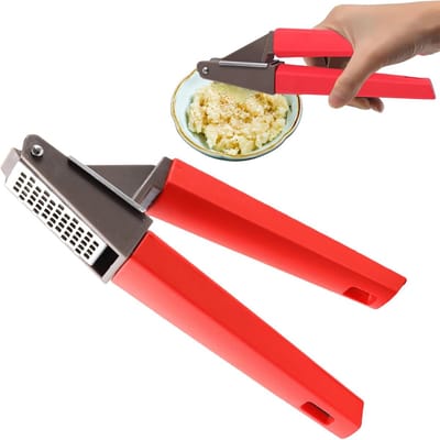 Peysaitr - Handmatige knoflookpers – keukenhulpmiddel – roestvrij staal – ergonomisch – gemakkelijk schoon te maken – rood – 1 stuk