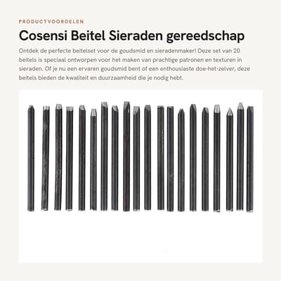 Dailygoods- Beitel Hoge Hardheid - Sieraden Gereedschap - Aambeeld Beitel Set - 20 Stuks - Duurzaam - Ideaal voor DIY Sieraden - Sieradengereedschap