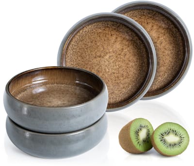 Moritz & Moritz SOLID 4-delige Dessert Schaaltjes Set - Beige - Aardewerk Borden voor 4 Persoons - 14cm