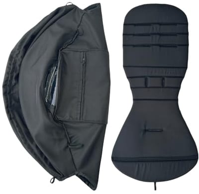 Colu Kid Luifel en zitkussen voor kinderwagen, compatibel met Babyzen YOYO 2 en YOYO+, vervangingsset voor kinderwagenaccessoires, dubbellaagse waterdichte stof (zwart)