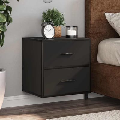 Zwevend nachtkastje - Wandkastje slaapkamer - Ruimte besparen - Metalen frame - Veel opbergruimte - Zwart