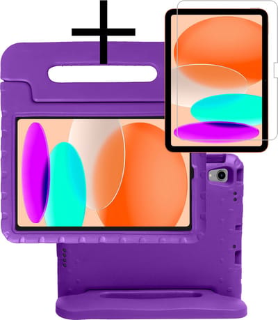 Hoes - Geschikt voor Apple iPad A16/A18 (2022/2025/2026) - 10.9 & 11 inch (10e, 11e & 12e generatie) - Met Screenprotector - Kinderhoes Shockproof Bumper - Kidsproof Case - Tablet Hoesje - Kinder Cover - Paars