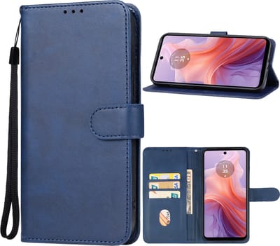 blauw agenda book case hoesje geschikt voor Motorola Moto E14 / Moto G04 / Moto G24 / Moto G24 Power