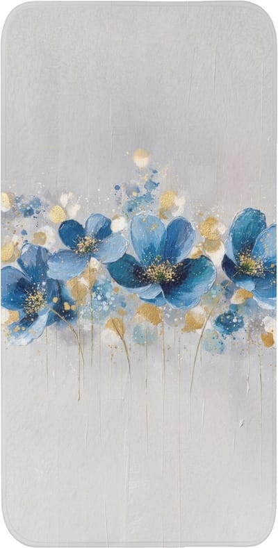 WC mat 60x120 cm - Antislip - Bloemen - Blauw - Abstract - Toiletmat - Vloermat - Douchemat - Toilet tapijt - Toiletmatten