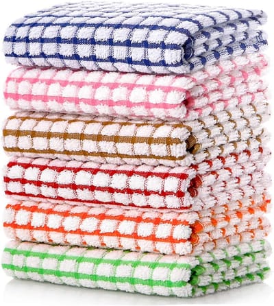 Keukendoeken Katoen 6 Stuks - Absorberende Vaatdoeken 40x60cm in Diverse Ruitpatronen