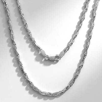 Cavill - 925 Sterling Zilveren Ketting - 60 cm - Gedraaid Spiraal Design - Unisex Karabijnsluiting - Elegant Tijdloos Sieraad