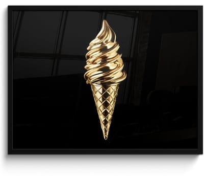 Fotolijst inclusief poster - Posterlijst 70x50 cm - Posters - Ijs - Goud - Zwart - Eten - Foto in lijst - Keuken decoratie muur - Wanddecoratie accessoires - Muurdecoratie - Schilderijen