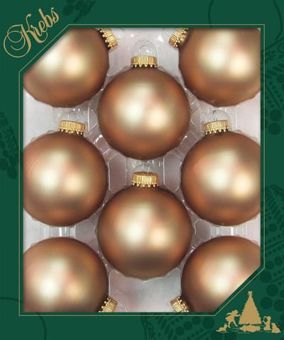 Krebs kerstballen - 8x st - cappuccino velvet bruin - 7 cm - glas - kerstversiering