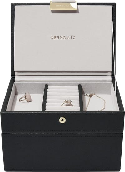 Sieradenbox Set - Juwelendoos Organizer - Sieraden Opbergen - Modulair Ontwerp - 18x12.5x11.5 cm - Zwart