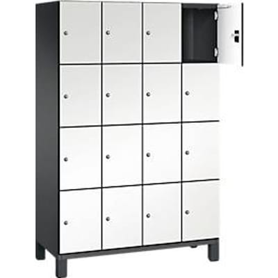 C+P Cambio lockerkast, 4 vakken, 16 vakken, op poten, B 1200 x D 525 x H 1980 mm, zwart-grijs/wit