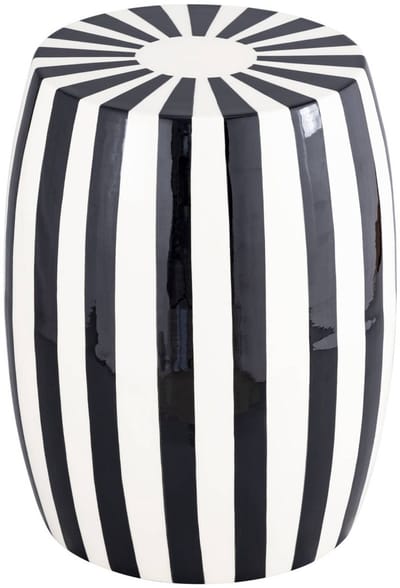 sweeek - Bijzettafel, nachtkastje van gestreept geëmailleerd staal ø35 x h 46cm - mizzy