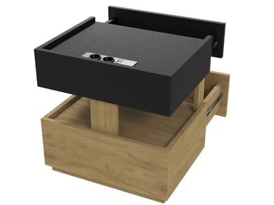 Slim Nachtkastje - Bijzettafel Slaapkamer - Draadloos Opladen - LED Sfeerverlichting - 2 Lades - Slaapkamer - 50x40x50cm - Zwart En Hout