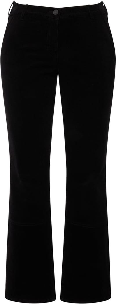 Ulla Popken - Dames - Corduroy broek Mandy wijde rechte pijpen - Zwart - Maat 42