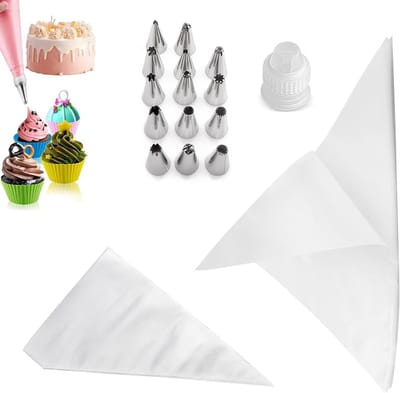 150 Wegwerp Spuitzakken met 14 Spuitmondjes Set, Perfect voor Taartdecoratie en Cupcakes, Herbruikbaar en Praktisch