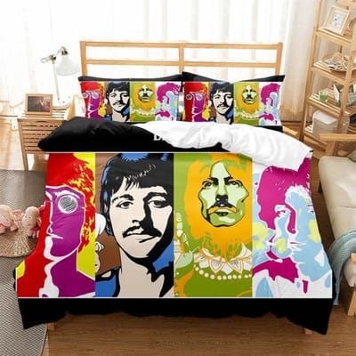 The Beatles Motief, Microvezel Beddengoedsets, Kinderbeddengoed met Rits Kamerdecoratie Dekbedovertrek voor Tieners volwassene 3-delig 140x210cm