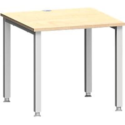 Bureau MODENA FLEX, vierkant, 4-poots vierkante buis, B 800 x D 800 x H 720-820 mm, ahorn/wit aluminium