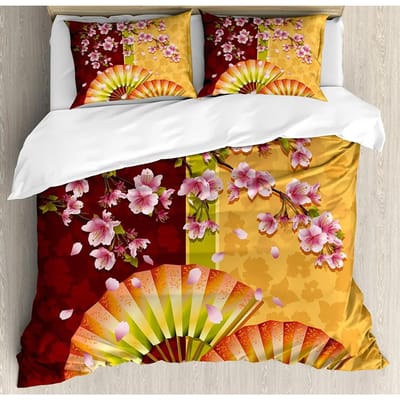 Bloemen Beddengoed Set Dekbed Dekbedovertrek Kussenslopen Klaprozen van Lente Seizoen Pastorale Bloemen Bot Beddengoedovertrek Tweepersoonsbed Set AU King(245x210cm)