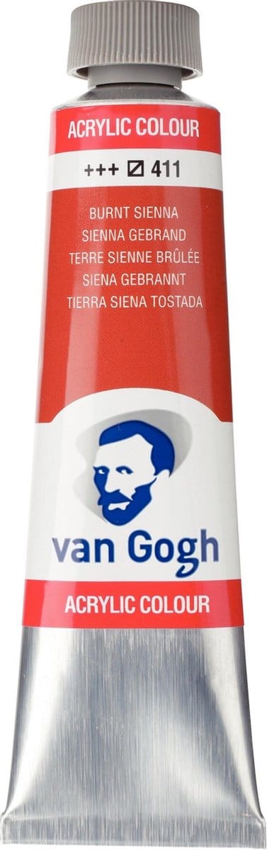 Van Gogh Acrylverf Bruin - Acrylpaint - 411 Sienna Gebrand - Acrylic Verf Paint - Acrylaatverf - Bruine Hobbyverf - Watergedragen Verf - Sneldrogende Pigmentrijke Verf - 40ml