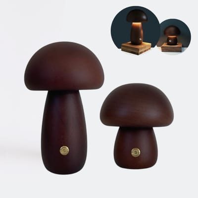 Mushroom lamp - Paddestoel lamp - Paddenstoel lamp - Tafellamp - Hout - Combinatie set