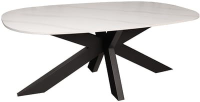 Salontafel deens ovaal marmerlook wit steen 120cm Elif ovale bijzettafel salon