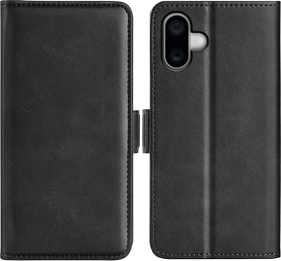 MobyDefend Hoesje - Geschikt voor iPhone 16 Plus - Luxe Wallet Book Case (Sluiting Zijkant) - Zwart