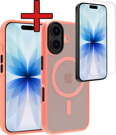 Hoesje - Met Screenprotector - Geschikt voor Apple iPhone 17 - Magsafe Compatible - Sterk & Shockproof - Shock Proof Case - Back Cover - Telefoon Hoes - Telefoonhoes - Perzik