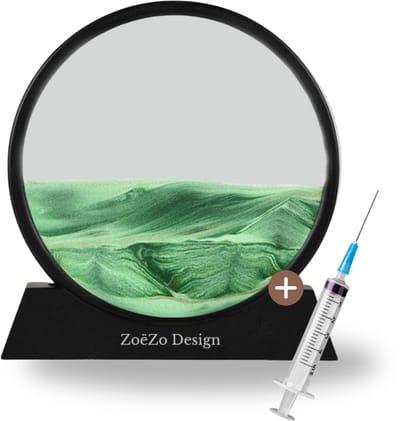 ZoeZo Zandkunst in Glas - Zandloper - Bewegende Zand Schilderij - Sand Art - Groen
